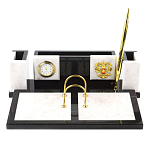 Настольный письменный набор из белого мрамора и змеевика Marble Accessory варинант исполнения - 1 | Loft Concept в Твери