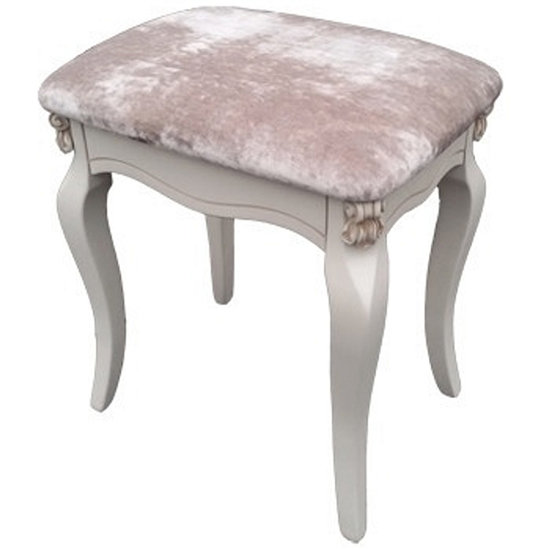 Пуф из массива дерева с велюровой обивкой Marrok French Seating Белый Розовый Пуф из массива дерева с велюровой обивкой Marrok French Seating Белый Розовый в Твери | Loft Concept