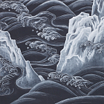 Обои ручная роспись Matsushima Waves Roka on Edo Night painted silk варинант исполнения - 2 | Loft Concept в Твери