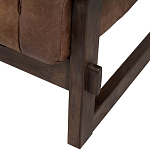 Коричневое кожаное кресло на деревянном каркасе Duncan Armchair варинант исполнения - 1 | Loft Concept в Твери