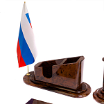 Настольный письменный набор с часами из природного камня обсидиана  Contract Extended варинант исполнения - 3 | Loft Concept в Твери