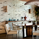 Обои ручная роспись Fishes Blue Pearl on Tarnished Silver gilded silk with pearlescent antiquing варинант исполнения - 4 | Loft Concept в Твери