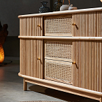 Дизайнерский комод овальный с фактурным фасадом и вставками из плетеных элементов Ambar варинант исполнения - 3 | Loft Concept в Твери