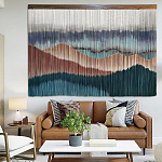 Современное Панно на стену из нитей Mountains at Sunset Горы на Закате  варинант исполнения - 1 | Loft Concept в Твери