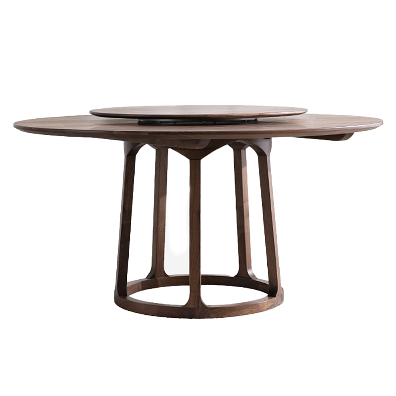 Стол обеденный круглый с поворотной столешницей Walnut Wood Table Орех Стол обеденный круглый с поворотной столешницей Walnut Wood Table Орех в Твери | Loft Concept