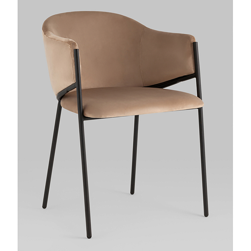 Стул Brace велюр капучино Коричневый Черный в Твери | Loft Concept 