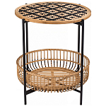 Круглый кофейный стол с плетеной столешницей и полкой Norberta Wicker Coffee Table варинант исполнения - 1 | Loft Concept в Твери