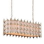 Люстра овальной формы с фактурным серебряным каркасом и тканевым абажуром Silver Honeycomb варинант исполнения - 1 | Loft Concept в Твери