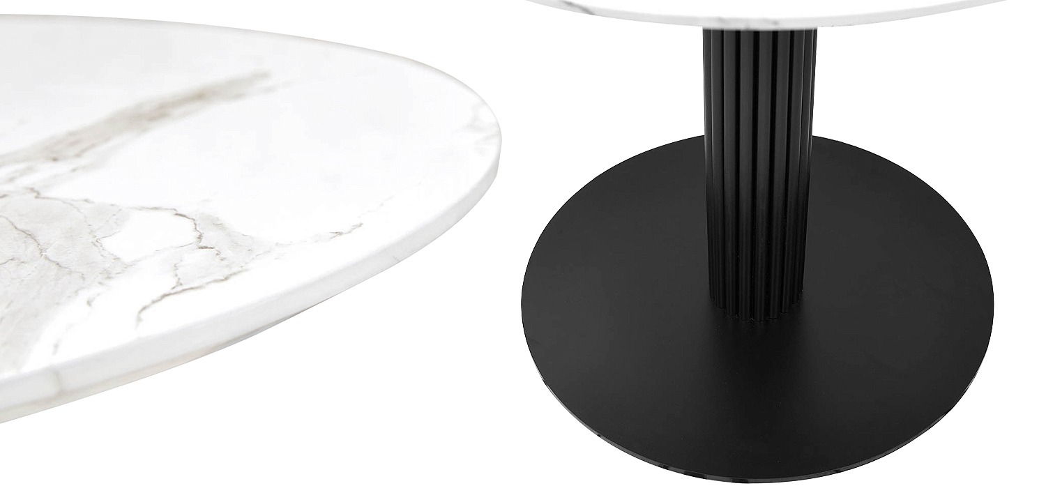 Круглый обеденный стол Blanca Marble Dinner Table столешница с рисунком под мрамор Круглый обеденный стол Blanca Marble Dinner Table столешница с рисунком под мрамор - Loft-Concept в Твери