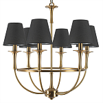 Люстра на металлическом основании бронзового цвета с 6-ю черными конусовидными абажурами Dignity варинант исполнения - 6 | Loft Concept в Твери