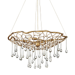 Люстра подвесная золотого цвета с металлическим сетчатым основанием и стеклянными каплевидными подвесками Hinkley варинант исполнения - 1 | Loft Concept в Твери