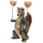Подсвечник в виде дракона Dragon Candlestick Green Gold варинант исполнения - 2 | Loft Concept в Твери