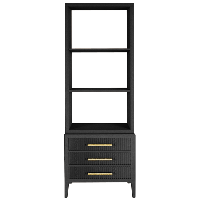 Этажерка Primo с ящиками шпон Черный дуб Черный Золотой в Твери | Loft Concept 