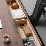 Кофейный стол из массива дерева с выдвижными ящиками Coffee Walnut Table варинант исполнения - 7 | Loft Concept в Твери