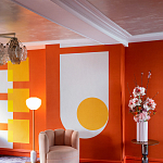 Обои ручная роспись Chez Nina by India Mahdavi Lantana colourway on Arancio dyed silk варинант исполнения - 5 | Loft Concept в Твери