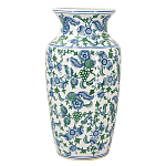 Ваза с зелено-голубым цветочным узором на белом фоне 61 см Blue & White Ornament варинант исполнения - 1 | Loft Concept в Твери