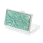 Таблетница карманная прямоугольная на 7 отделений с зеркалом и накладкой из натурального камня Амазонит Silver Stone Pillboxes варинант исполнения - 2 | Loft Concept в Твери