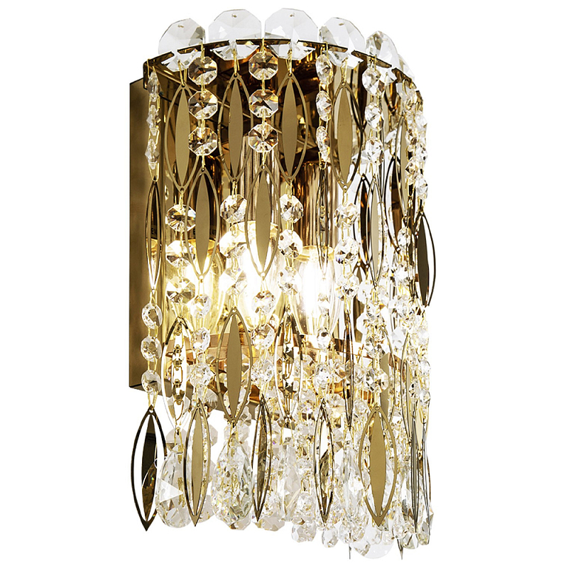 Бра с металлическими и хрустальными подвесками Bonnay Crystal Wall Lamp Прозрачное Стекло Золотой Бра с металлическими и хрустальными подвесками Bonnay Crystal Wall Lamp Прозрачное Стекло Золотой в Твери | Loft Concept