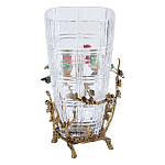 Ваза стеклянная прозрачная с бронзовым основанием в виде ветвей и фарфоровыми птичками Eden Garden варинант исполнения - 2 | Loft Concept в Твери