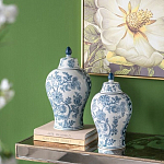 Ваза с крышкой и голубым цветочным рисунком на белом фоне Blue & White Ornament варинант исполнения - 6 | Loft Concept в Твери