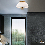 Подвесной светильник золотого цвета с полусферическим опаловым плафоном и декоративным элементом Elstead Lighting варинант исполнения - 9 | Loft Concept в Твери