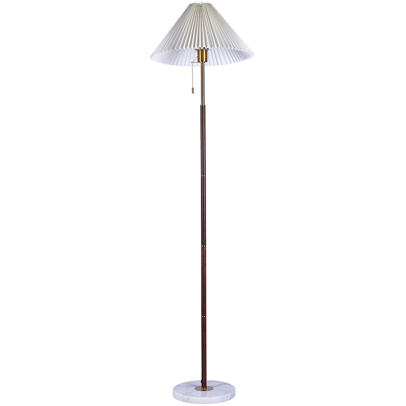 Торшер с плиссированным белым абажуром Pleated White Floor Lamp Белый Коричневый Белый Мрамор Bianco Латунь Торшер с плиссированным белым абажуром Pleated White Floor Lamp Белый Коричневый Белый Мрамор Bianco Латунь в Твери | Loft Concept