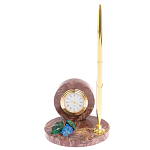Часы настольные с шариковой металлической ручкой из натурального камня Stone Clock варинант исполнения - 4 | Loft Concept в Твери