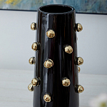 Ваза черная цилиндрическая с глянцевым покрытием и золотыми декоративными элементами Molecule Collection варинант исполнения - 2 | Loft Concept в Твери