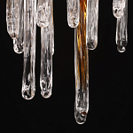 Люстра линейная золотого цвета с декоративными ветвями и длинными стеклянными подвесками в форме сосулек Droplet Chandelier варинант исполнения - 9 | Loft Concept в Твери