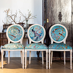Стул из массива бука с изображением птиц и цветов Turquoise Beige Chinoiserie Garden Chair варинант исполнения - 7 | Loft Concept в Твери