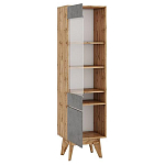 Шкаф-витрина с фасадом цвета серый бетон и стеклянной дверкой Grace of Furniture варинант исполнения - 2 | Loft Concept в Твери