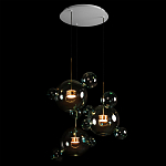 Люстра подвесная с прозрачными бирюзовыми стеклянными шарами и круглым основанием 3 лампы Giopato & Coombes варинант исполнения - 4 | Loft Concept в Твери