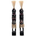 Комплект из 2-х деревянных статуэток Asmat Straw Headdress Statuettes Black Turquoise варинант исполнения - 5 | Loft Concept в Твери