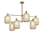 Люстра потолочная с абажурами из металлической сетки Loft Grid Pendant Gold варинант исполнения - 1 | Loft Concept в Твери