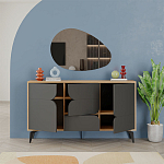 Комод цвета древесины с 3-мя дверцами и выдвижным ящиком темно-серого цвета SPARK CONSOLE OAK ANTHRACITE варинант исполнения - 2 | Loft Concept в Твери