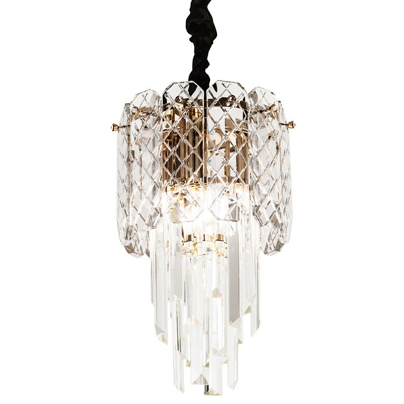 Подвесной хрустальный светильник Harmonica Crystal Gold Hanging Lamp Прозрачное Стекло Золотой Подвесной хрустальный светильник Harmonica Crystal Gold Hanging Lamp Прозрачное Стекло Золотой в Твери | Loft Concept