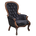 Кресло с мягкой обивкой из черного велюра на 4-х деревянных ножках Evelyn Classical Armchair варинант исполнения - 1 | Loft Concept в Твери