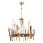 Люстра с вертикальными стеклянными элементами и металлическим каркасом цвета Латунь Vertical Glass варинант исполнения - 1 | Loft Concept в Твери