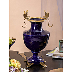 Ваза темно-синего цвета из фарфора с бронзовыми стрекозами Eden Garden porcelain and bronze варинант исполнения - 3 | Loft Concept в Твери