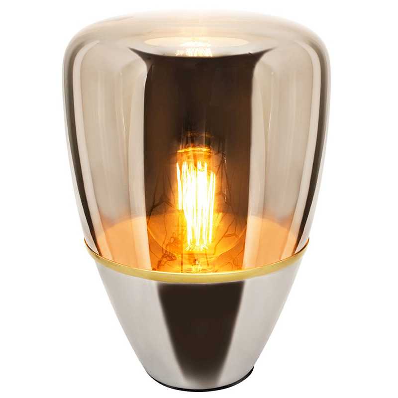Настольный светильник со стеклянным плафоном коньячного цвета Carmella Globe Brown Glass Table Lamp Коричневый Хром Настольный светильник со стеклянным плафоном коньячного цвета Carmella Globe Brown Glass Table Lamp Коричневый Хром в Твери | Loft Concept