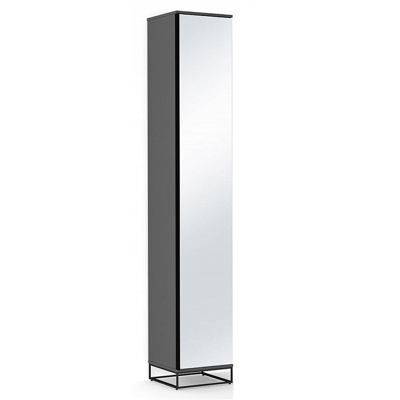 Шкаф-пенал с зеркальной дверцей и фасадом цвета графит Strict Lines Черный Антрацит в Твери | Loft Concept 