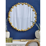 Зеркало круглое в фактурной золотистой раме из металла Mirror Golden Placer варинант исполнения - 3 | Loft Concept в Твери