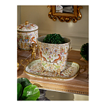 Кашпо с растительным и животным орнаментом на бронзовых ножках Turquoise Blooming Garden варинант исполнения - 6 | Loft Concept в Твери