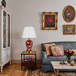 Настольная лампа бордовая с изображением птиц Slip Away варинант исполнения - 5 | Loft Concept в Твери