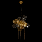 Люстра подвесная со стеклянными плафонами из дымчатого и золотистого с шестью вертикальными подвесками Gilded Mirage  варинант исполнения - 6 | Loft Concept в Твери