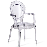 Прозрачный стул с подлокотниками LOUIS GHOST CHAIR Grey варинант исполнения - 1 | Loft Concept в Твери