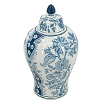 Ваза с крышкой и голубым цветочным рисунком на белом фоне Blue & White Ornament варинант исполнения - 1 | Loft Concept в Твери