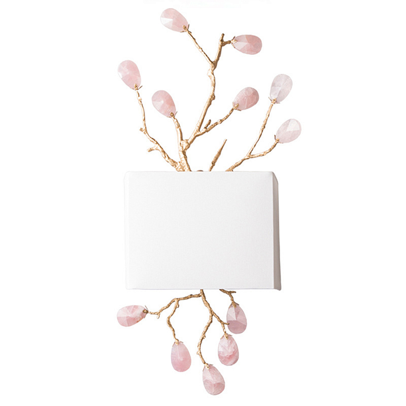 Бра с ветвистым каркасом и тканевым абажуром Crystals on the Branches Белый Золотой в Твери | Loft Concept 