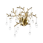 Бра в форме ветвей деревьев золотого цвета с прозрачными подвесками-каплями Droplet Bra варинант исполнения - 3 | Loft Concept в Твери