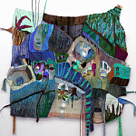 Панно гобелен яркие Пространство-Время TimeSpace Blue варинант исполнения - 1 | Loft Concept в Твери